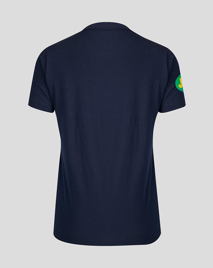 Back view of navy Leicester Tigers Travel T Shirt with a simple plain back