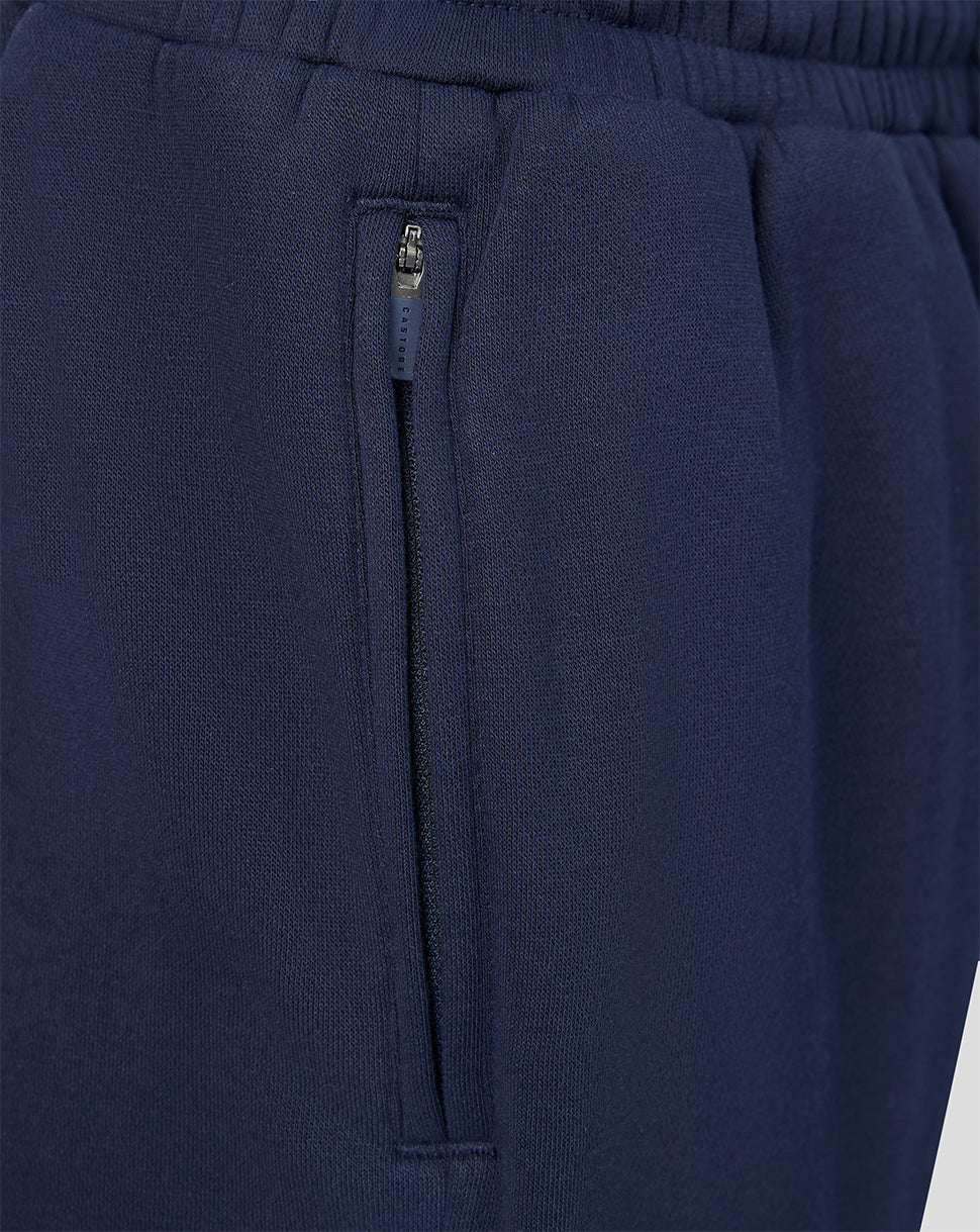 Navy Harlequins Travel Adapt fleece joggers close up of side zip pocket