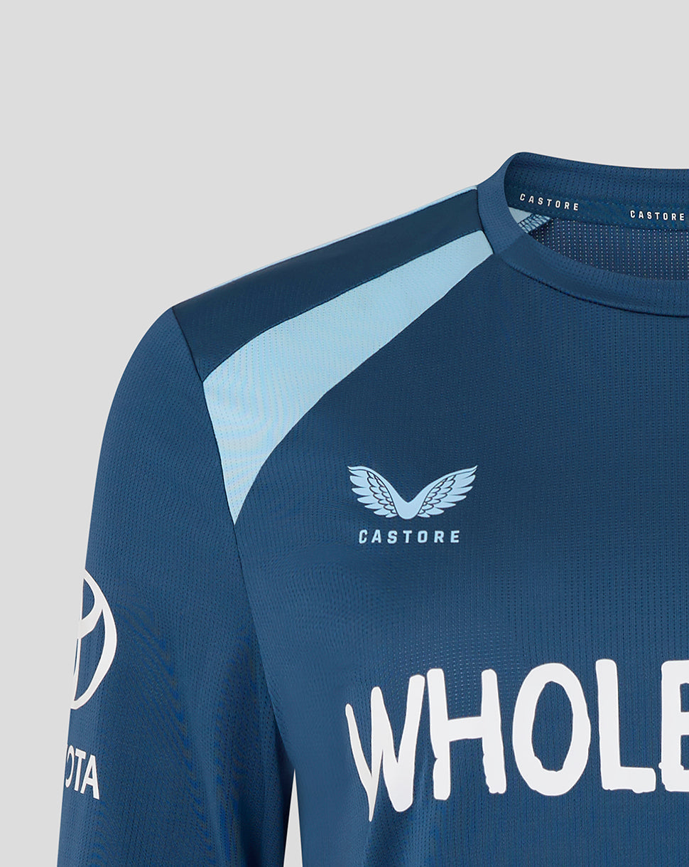 Blue sports jersey with 'Castore' and 'Toyota' logos on a gray background