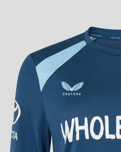 Blue sports jersey with 'Castore' and 'Toyota' logos on a gray background