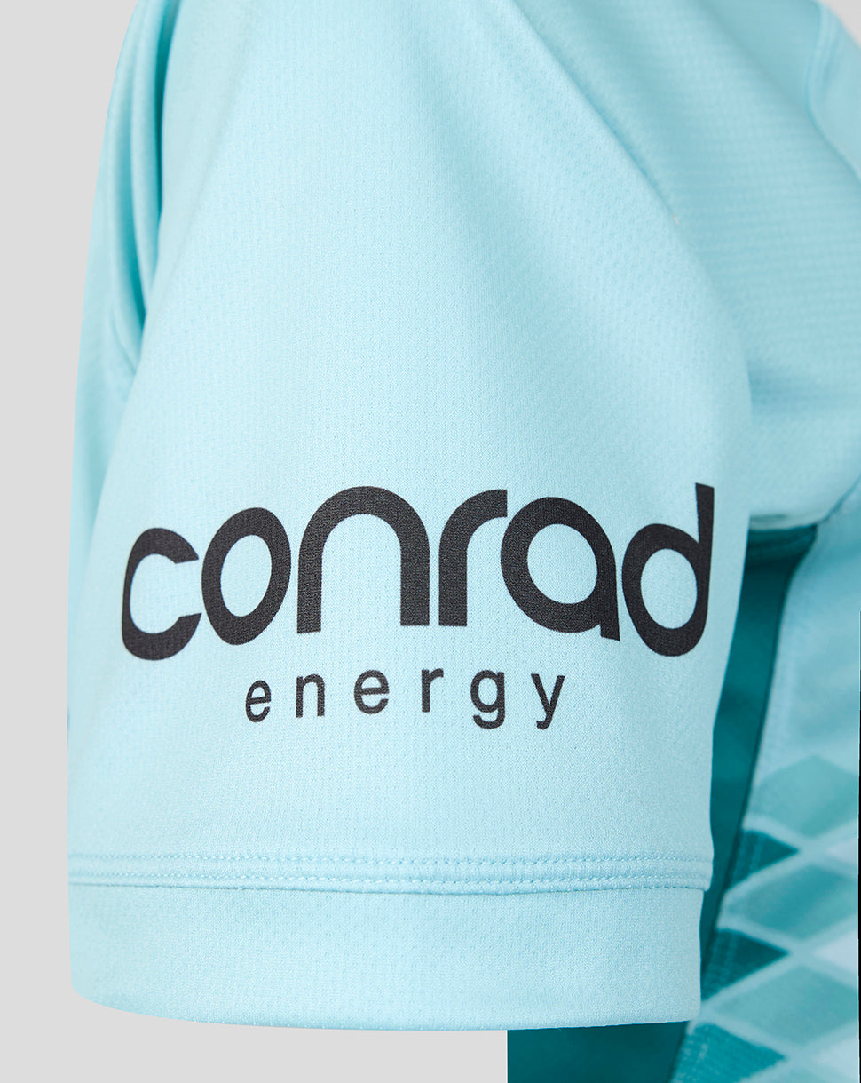 Light blue hoodie with 'Conrad Energy' logo on a neutral background