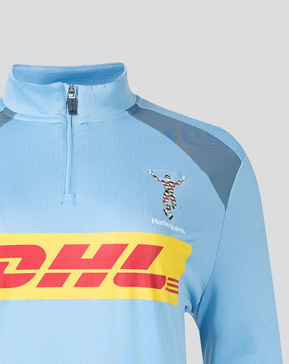Light blue sports jacket with DHL logo and Harlequins branding on a light gray background