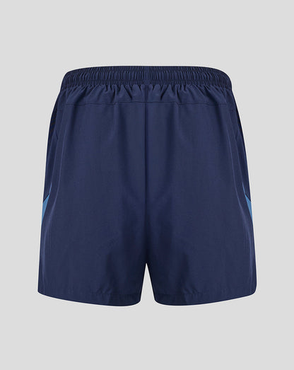 Navy blue shorts on a light gray background