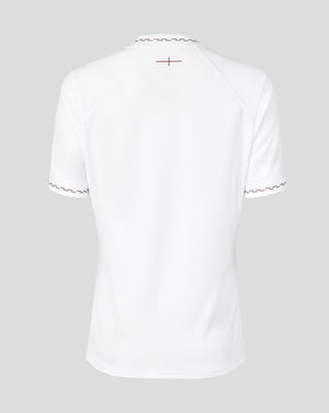Back view of white England Rugby 26/27 Home replica short sleeve shirt with subtle collar trim