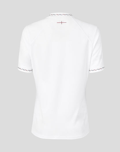 Back view of white England Rugby 26/27 Home replica short sleeve shirt with subtle collar trim