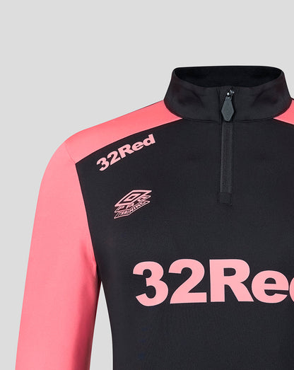 Front view of Rangers Pro Training Quarter Zip showing 32Red sponsor logo and crest on navy fabric.