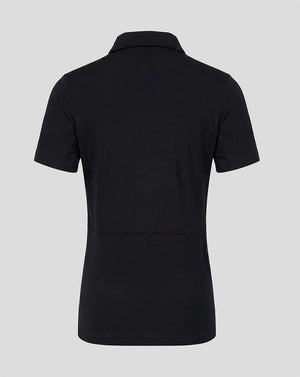 Back view of black Rangers FC 2026/27 Presentation Polo with a tailored fit and clean silhouette