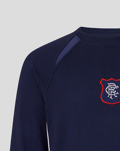 Navy Rangers unisex sweatshirt close up showing shoulder panel and shield crest on chest