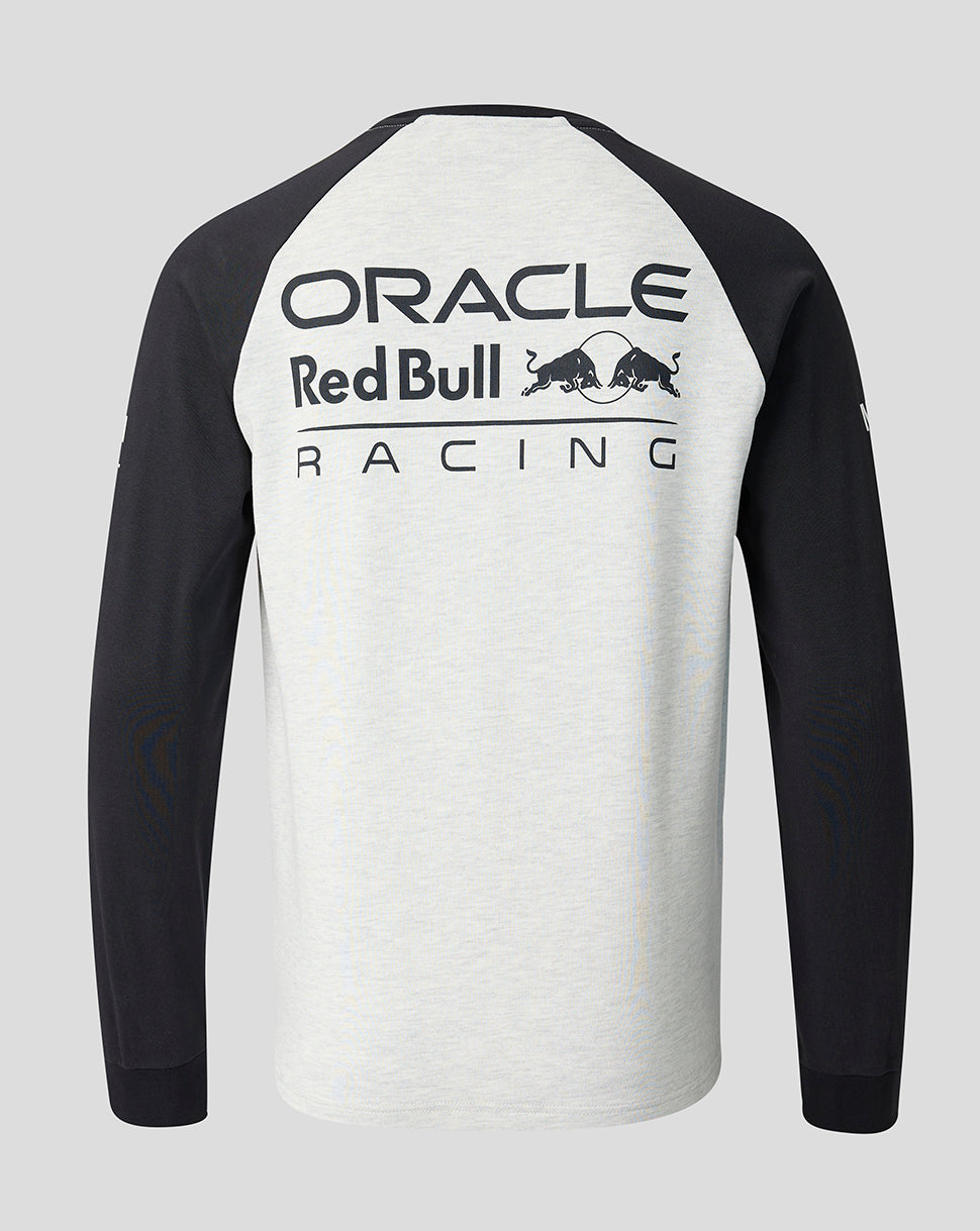 Long-sleeve shirt with Oracle Red Bull Racing logo on a gray background