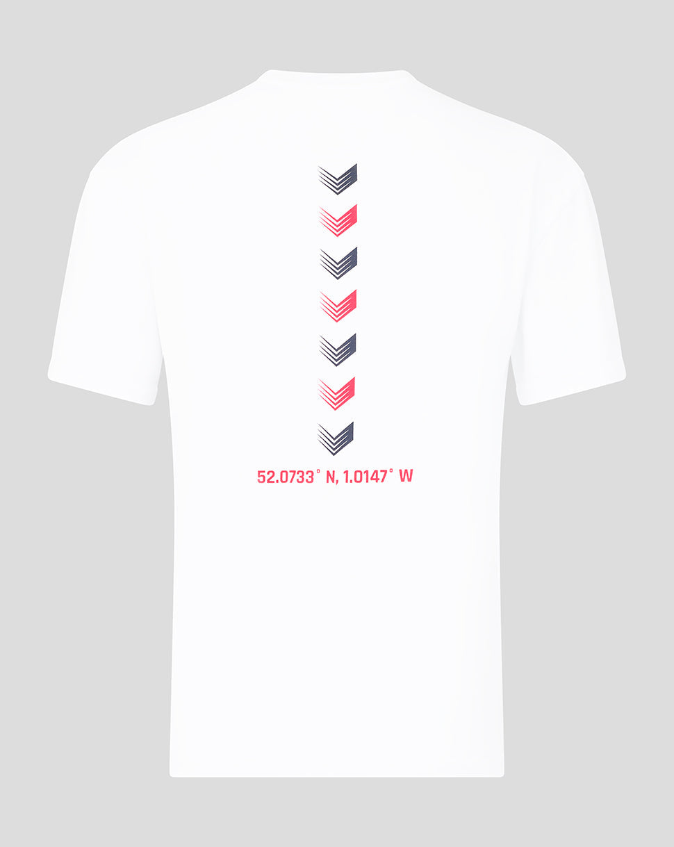 Silverstone Unisex British Injection Linear Back T-Shirt – Weiss