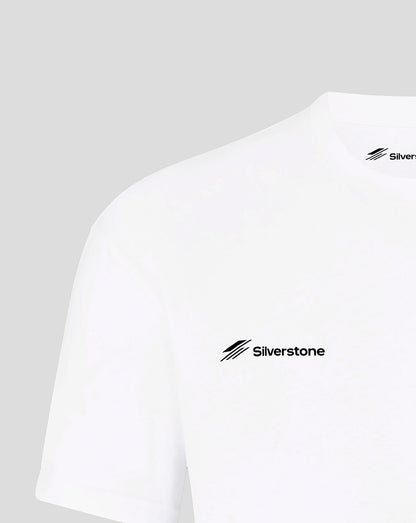 Silverstone Unisex British Injection Linear Back T-Shirt – Weiss