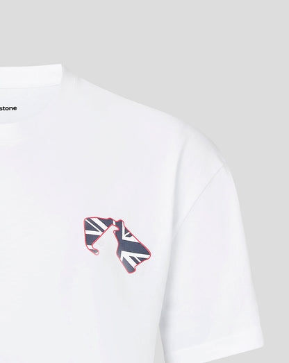 Silverstone Unisex British Injection Linear Back T-Shirt – Weiss