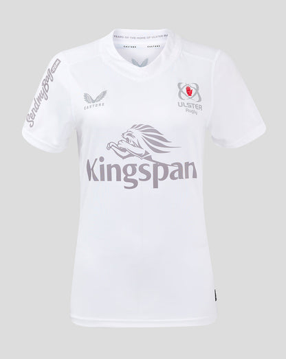 Ulster women's 24/25 home rugby shirt white with Kingspan sponsor logo across the chest