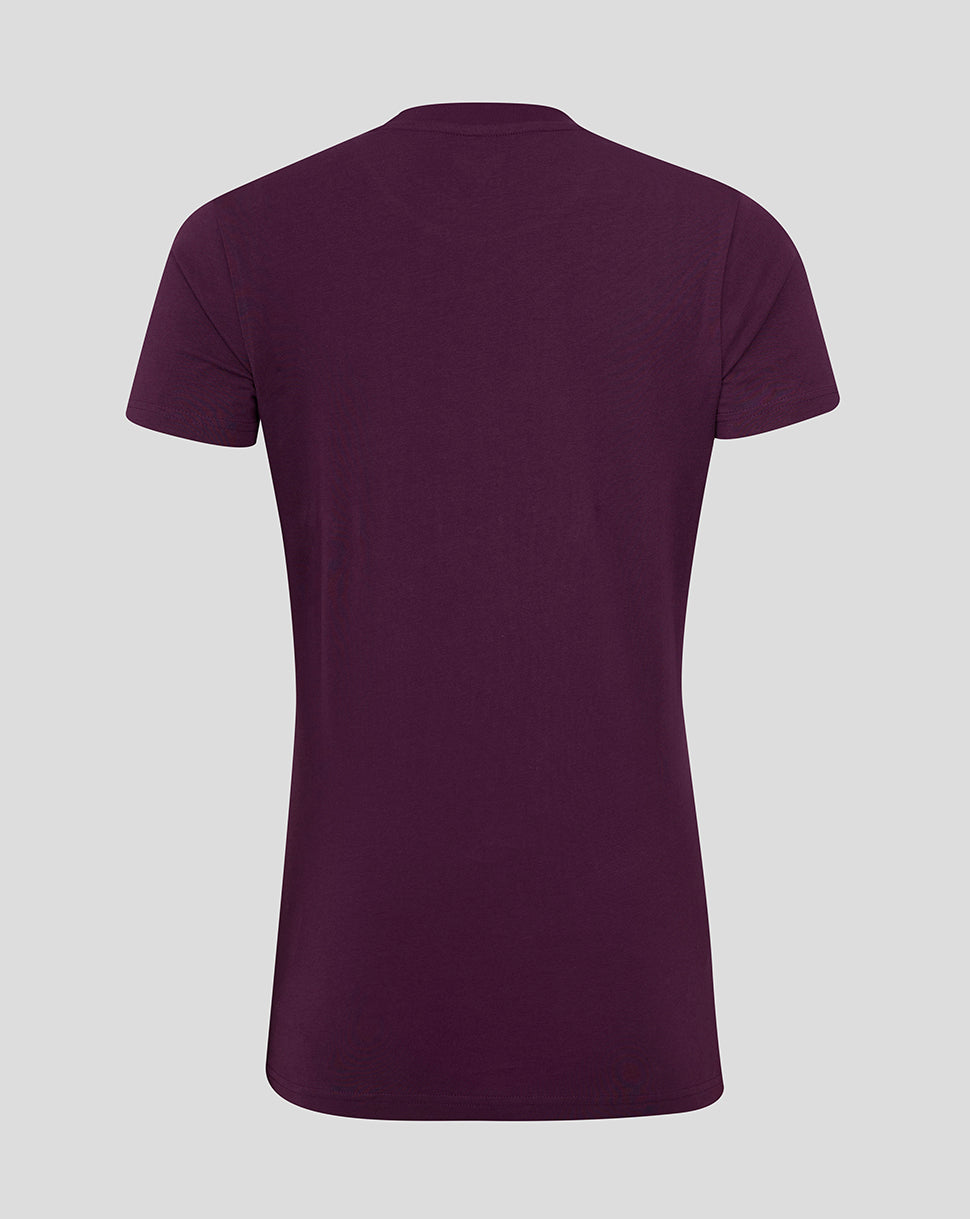 Back view of a dark purple short sleeve tee with no visible graphics