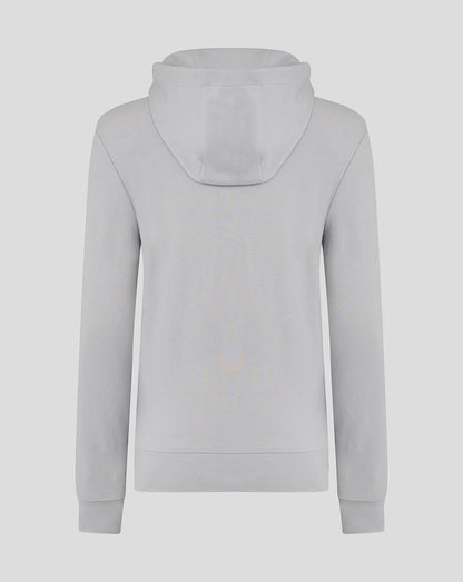 Back view of light gray Microchip Rangers women's presentation hoodie with a roomy hood.