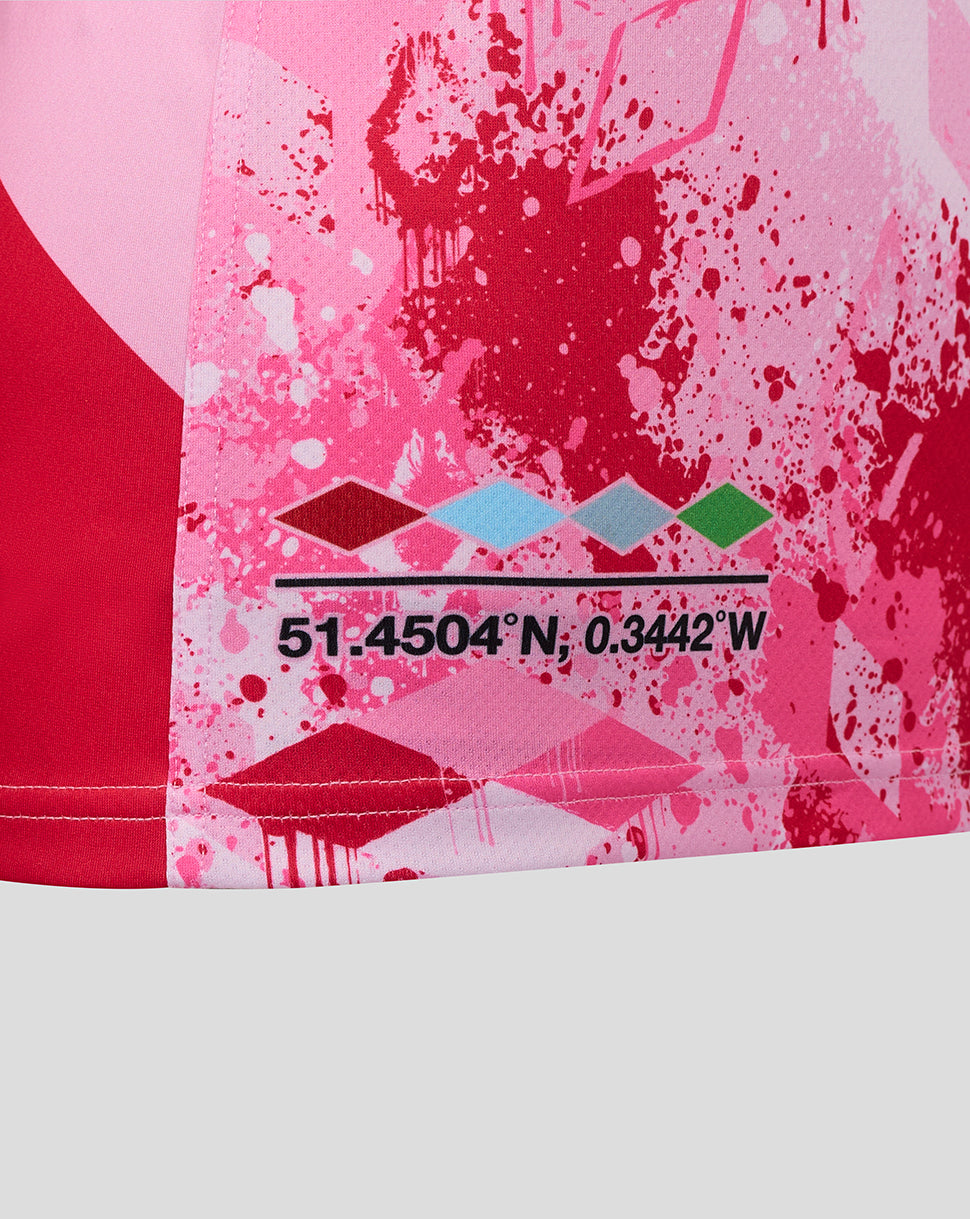 Pink splash print with coordinate graphic on Harlequins Women 25/26 Away Replica Shirt