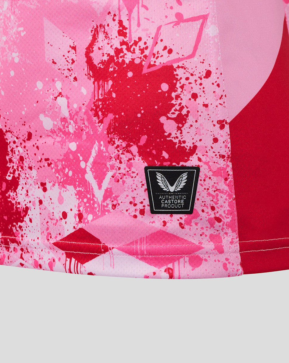 Pink paint splatter print on Harlequins Women 25/26 Away Replica Shirt with Castore badge