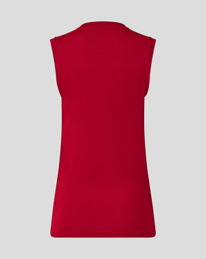 Back view of red Saracens training vest with a clean minimal look.