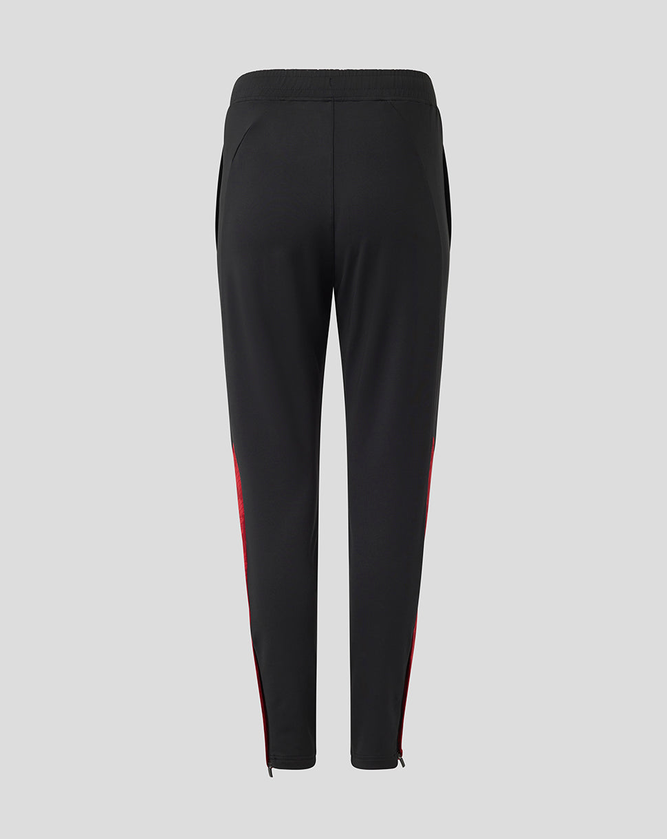 Back view of black Saracens training pants with an elastic waistband and clean paneling