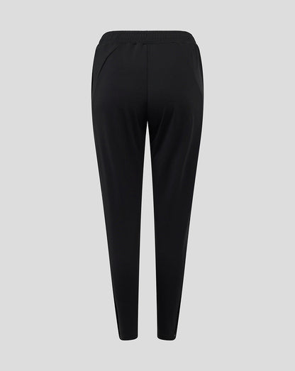 Rear view of black Bath Rugby training pants showing the elastic waistband and straight leg cut.