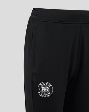Black Bath Rugby training pants with a white Bath Rugby crest on the left thigh.