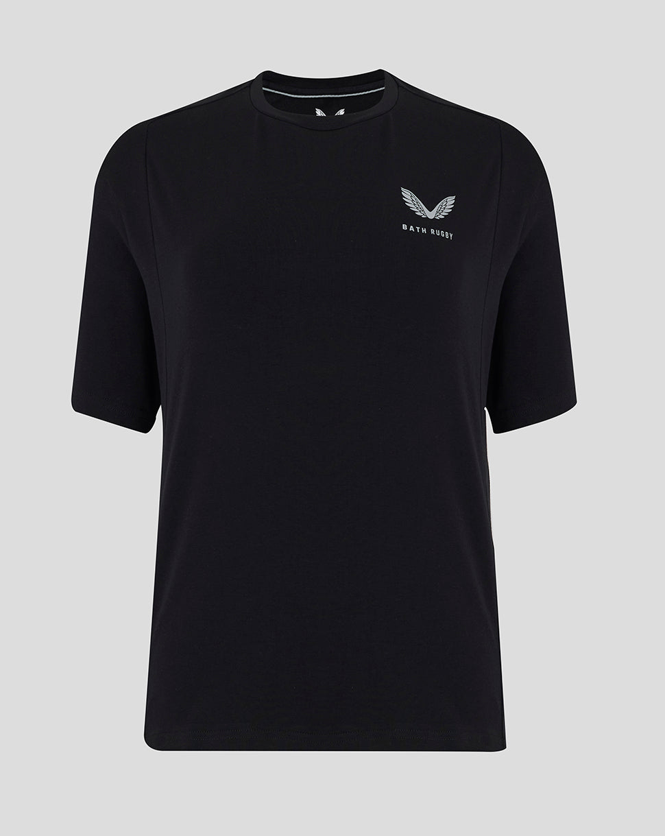 Black Bath Rugby short sleeve T-shirt with a white wing logo on the left chest
