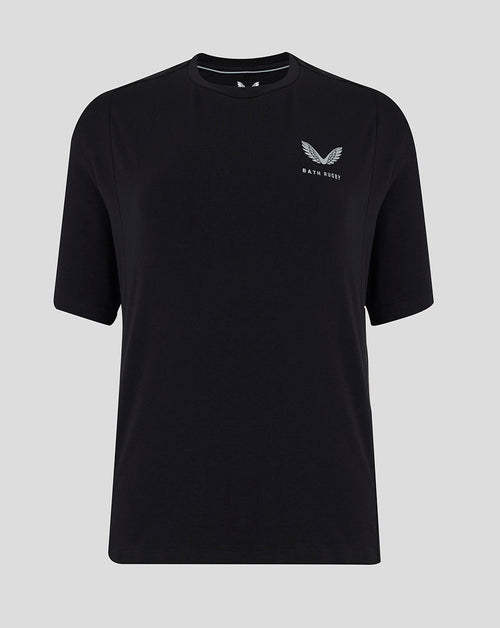 Black Bath Rugby short sleeve T-shirt with a white wing logo on the left chest