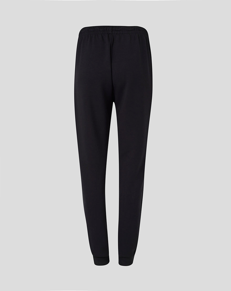 Back view of black Bath Women's 25/26 Travel Knit Pants with ribbed cuffs