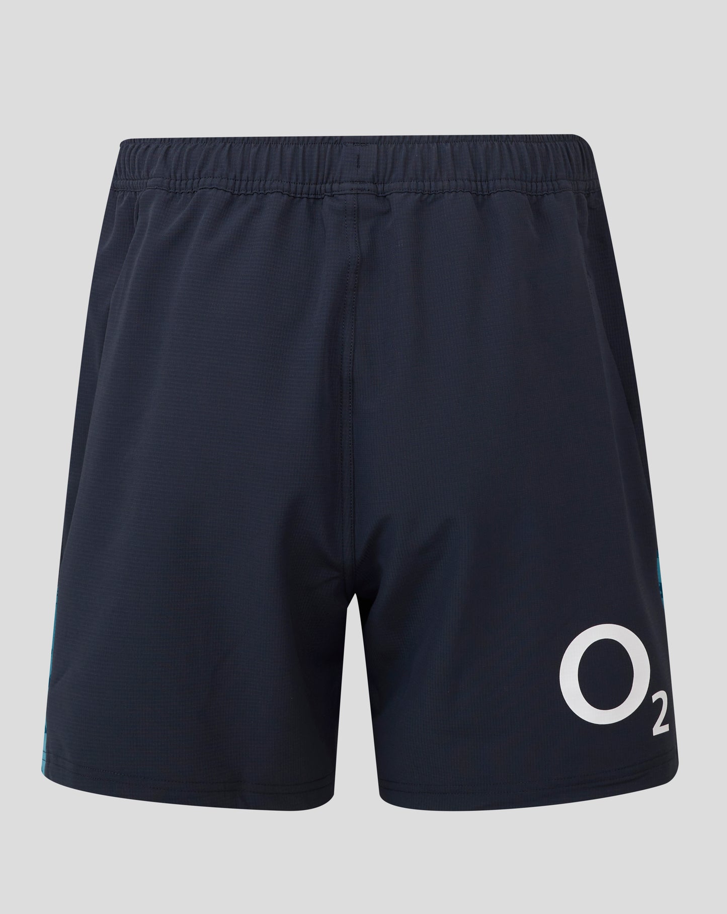 England Rugby women's contact shorts navy with a large white O2 logo on the right leg and a rose motif on the left leg