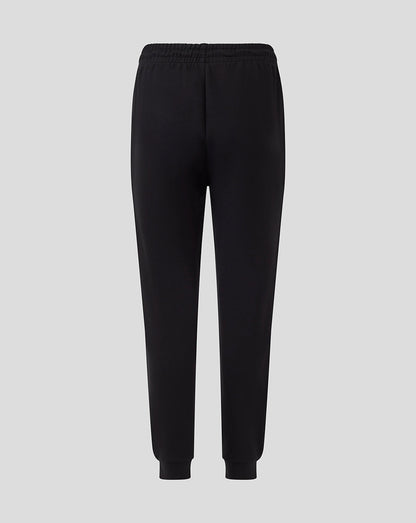 Saracens women's black travel knit pants pull-on with elastic waist and cuffed ankles, front view
