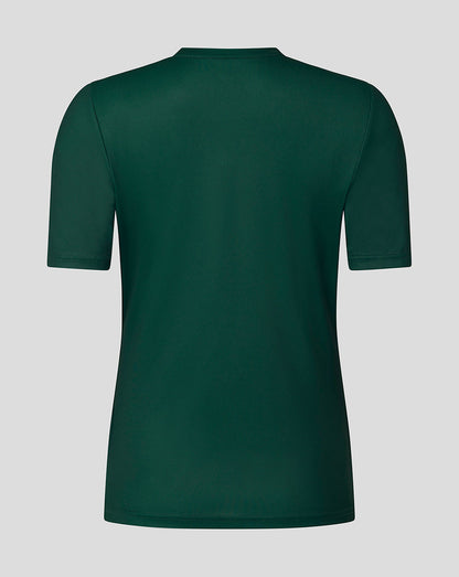 Back view of dark green Leicester Tigers women's 25/26 warm up T shirt with short sleeves