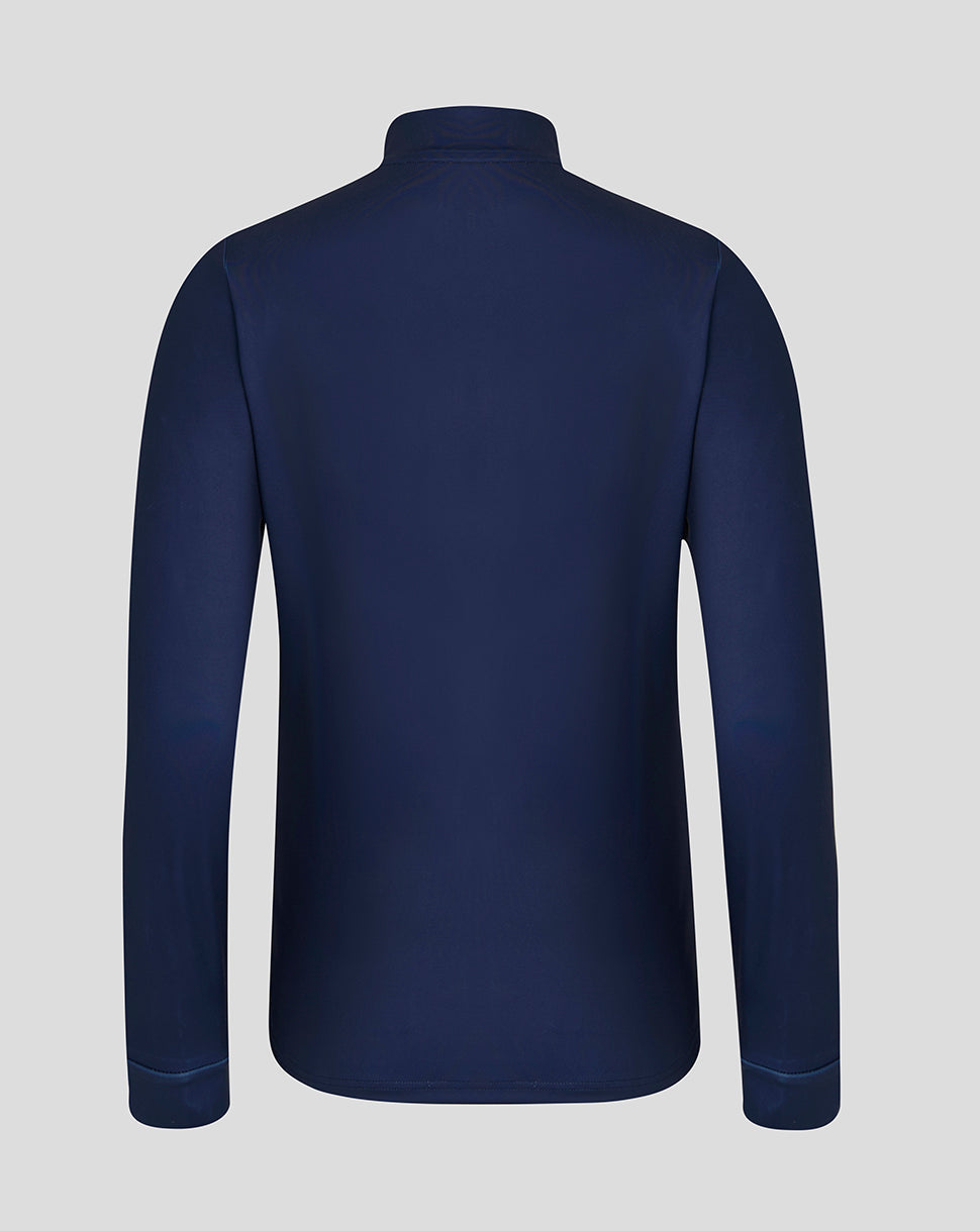 Back view of navy Lancashire Cricket Women's 26/27 Performance Quarter Zip in peacoat