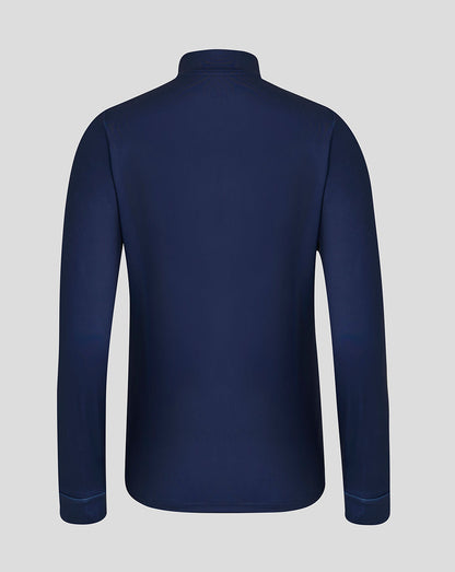 Back view of navy Lancashire Cricket Women's 26/27 Performance Quarter Zip in peacoat