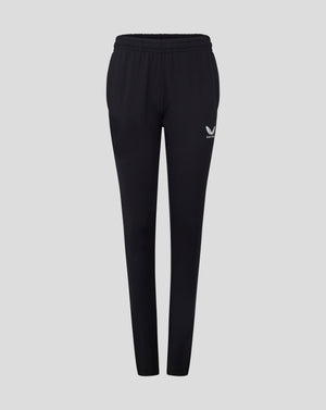 Womens Slim Fit Pant in black with drawcord waistband and heat sealed Castore logo at the hip
