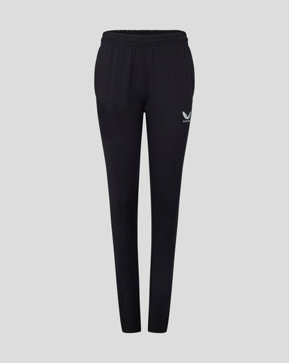 Womens Slim Fit Pant in black with drawcord waistband and heat sealed Castore logo at the hip