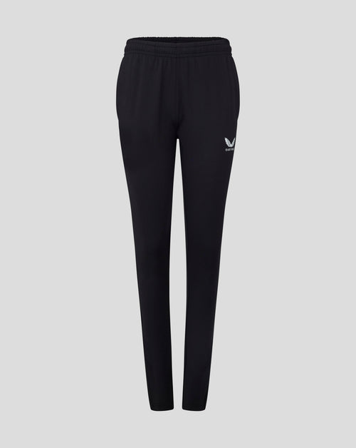 Womens Slim Fit Pant in black with drawcord waistband and heat sealed Castore logo at the hip