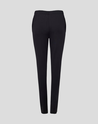 Back view of black Slim Fit Pant featuring an elastic waistband and smooth silhouette