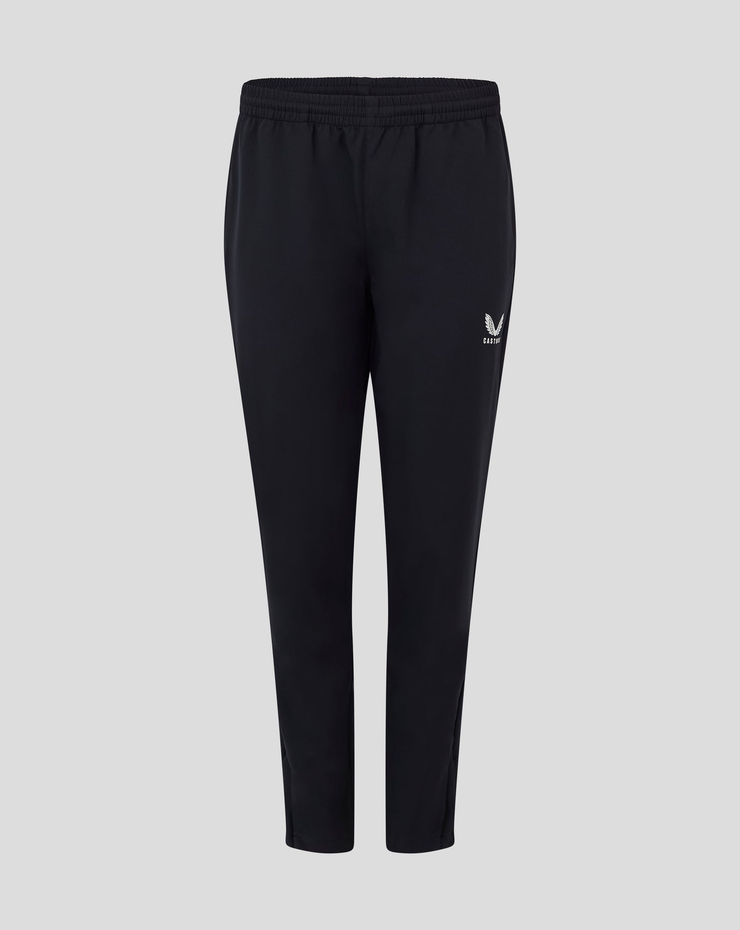 Womens track pant in black Caviar with drawcord waist and logo at the hip