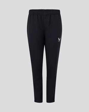 Womens track pant in black Caviar with drawcord waist and logo at the hip
