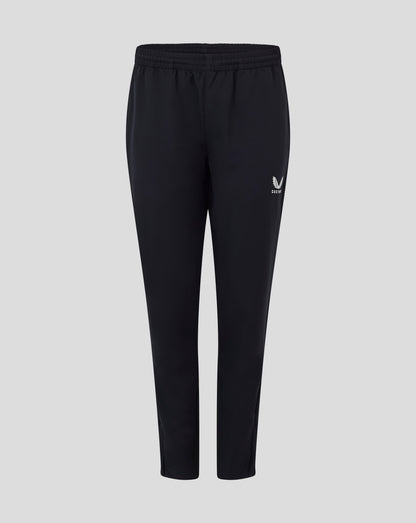 Womens track pant in black Caviar with drawcord waist and logo at the hip