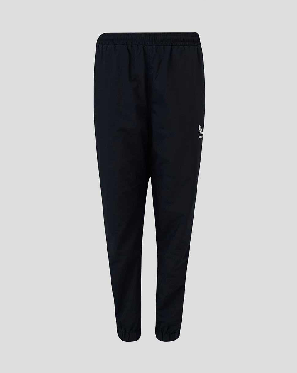 Black rugby contact pant with elastic waist and cuffs and Castore logo on thigh