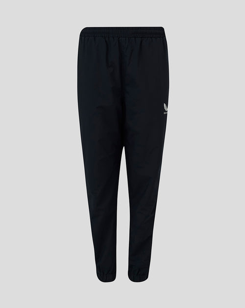 Black rugby contact pant with elastic waist and cuffs and Castore logo on thigh
