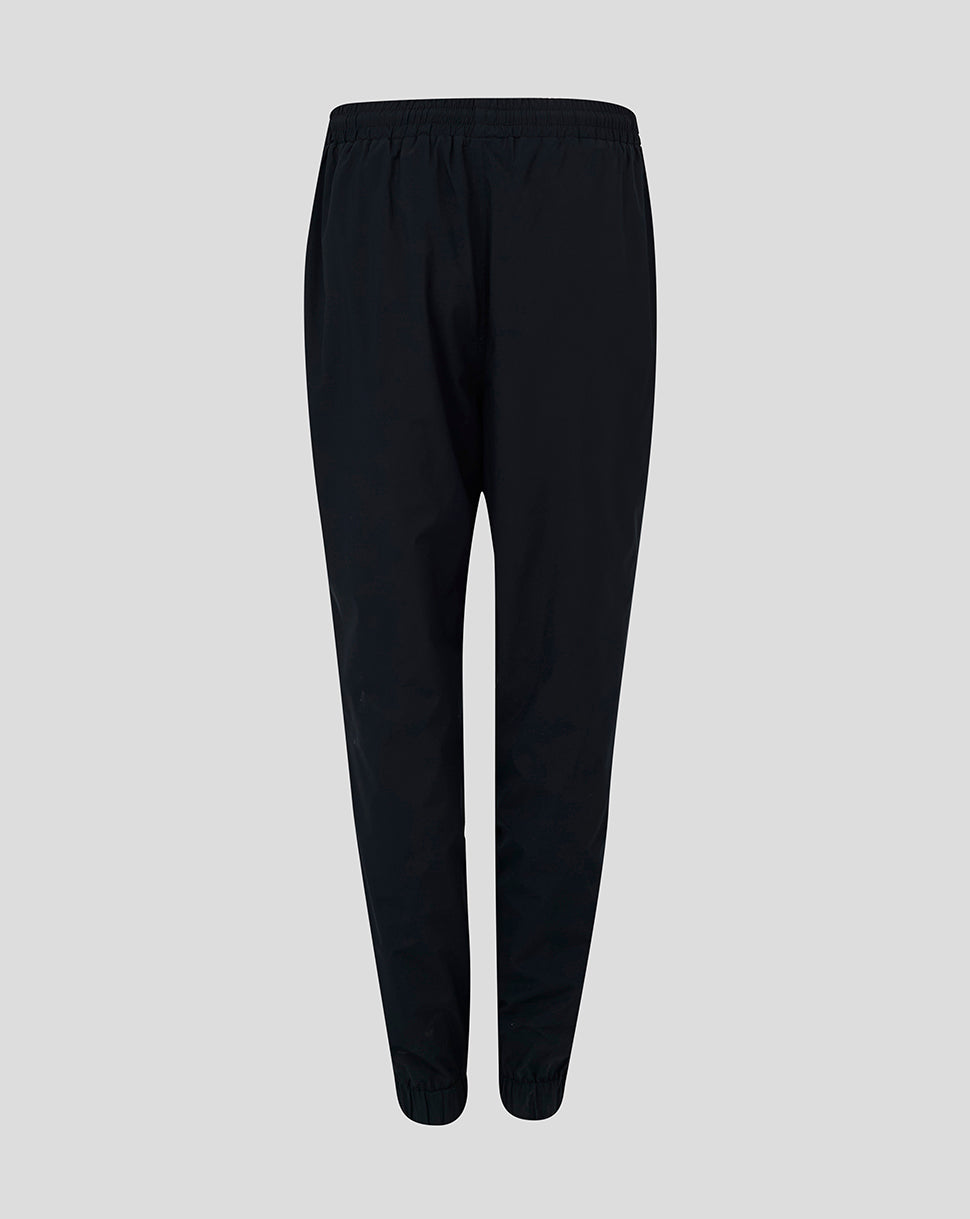 Front view of black Womens Rugby Contact Pant in Caviar with elasticated waistband and cuffs