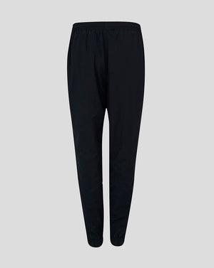Front view of black Womens Rugby Contact Pant in Caviar with elasticated waistband and cuffs