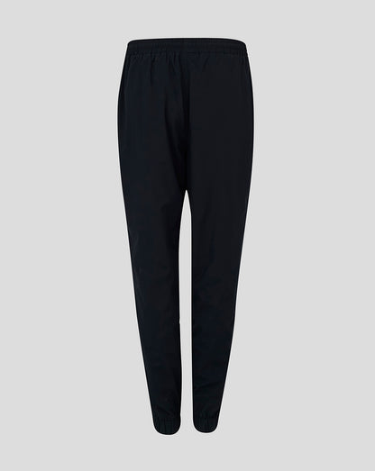 Front view of black Womens Rugby Contact Pant in Caviar with elasticated waistband and cuffs