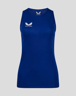 Blue training vest with Castore logo on chest and racerback