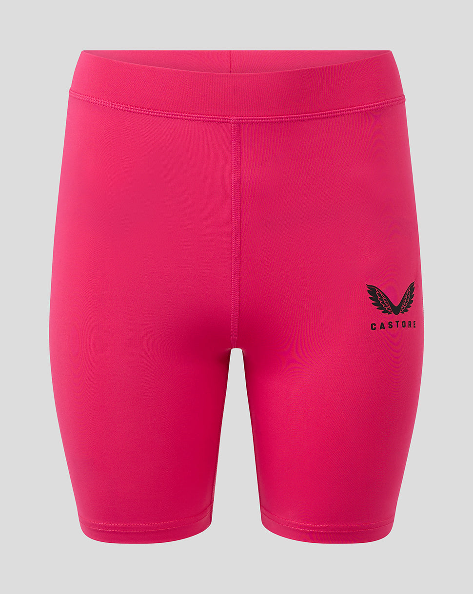 Bright pink Womens Baselayer Short with self fabric waistband and Castore logo on the hip