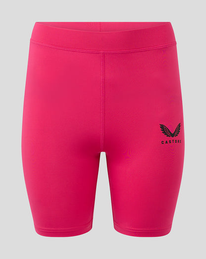 Bright pink Womens Baselayer Short with self fabric waistband and Castore logo on the hip