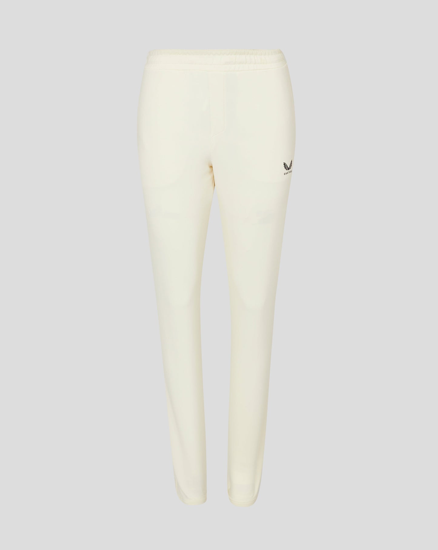 Cannoli Cream cricket trousers with drawcord waist mock fly front side pocket and mesh panels Castore logo