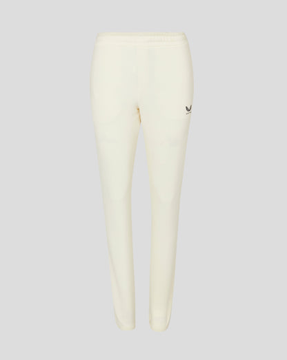 Cannoli Cream cricket trousers with drawcord waist mock fly front side pocket and mesh panels Castore logo